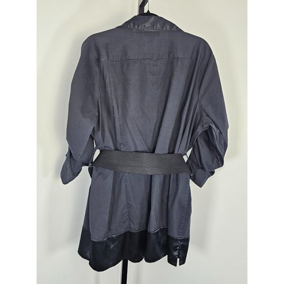 Ashley Stewart Button Down Tunic Shirt With Belt - Black - Size 18 - Picture 3 of 10